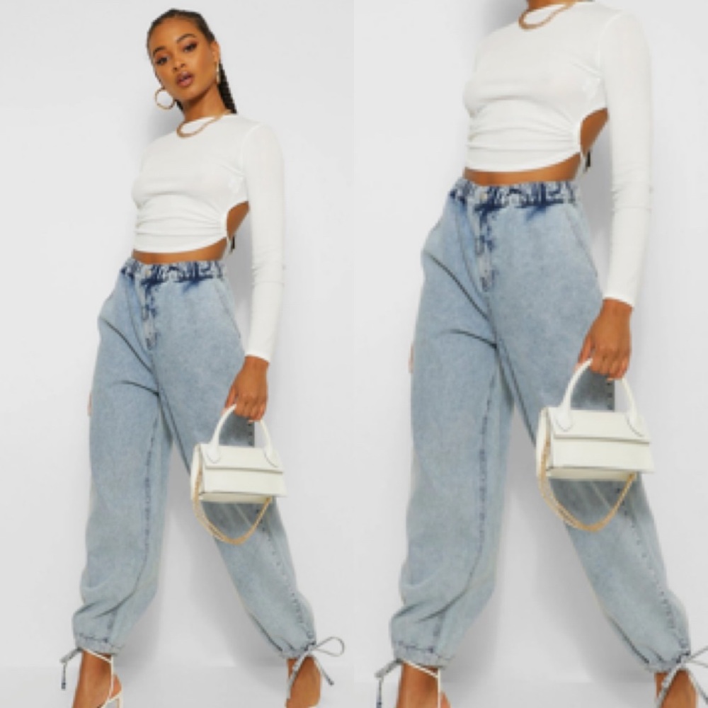 Boohoo • Tie Cuff Baggy Jeans